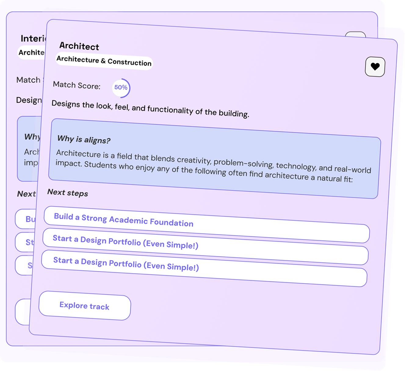 Career path details with next steps